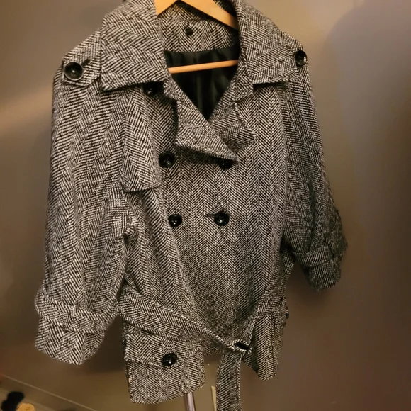 Kismet Herringbone Tweed Pea Coat - Picture 6 of 14